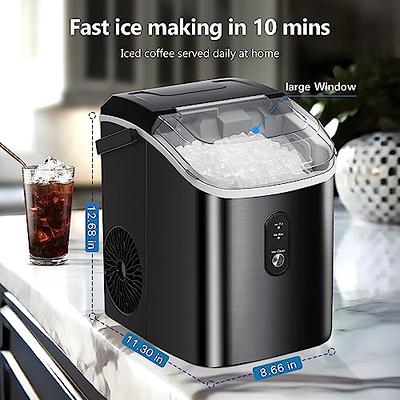 AGLUCKY Nugget Ice Maker Countertop, Portable Pebble Ice Maker Machine with  Handle, 35lbs/24H, One-Click Operation,Pellet Ice Maker for