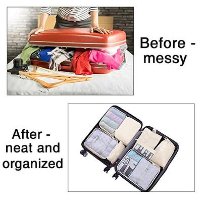 DIMJ Packing Cubes for Travel, Luggage Organizer Bags Foldable Packing Cubes for Suitcase Lightweight Luggage Organizer Travel Must Haves (Beige)