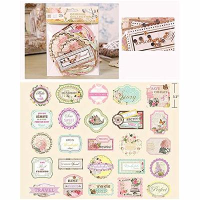 DESEACO Vintage Label Stickers, Aesthetic Stationary Blank Stickers Pack,  Aged Antique Stickers scrapbooking set, Scrapbook Stamp stickers for DIY