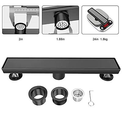 Elefloom Linear Shower Drain, Shower Drain 36 inch with 2-in-1 Tile Insert  Cover, Brushed AISI 304 Stainless Steel Shower Floor Drain, Shower Drain