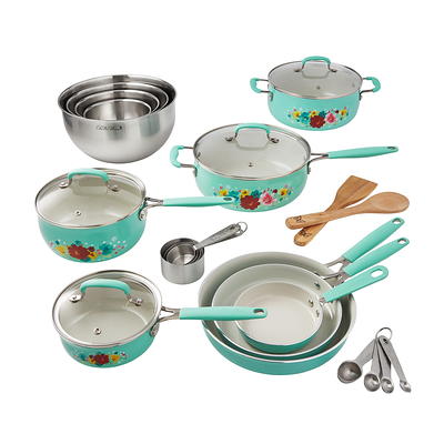 The Pioneer Woman Classic Ceramic Breezy Blossom Cookware Set, 25