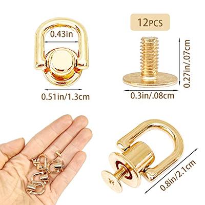  D Rings for Purse, 4 PCS Metal D Ring and Stud Screw, 360  Degree Rotatable D Rings for Purse, Bag Hardware, Dog Buckles, Purse, DIY  Handcraft- Gold Color