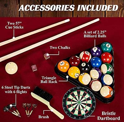 Barrington Billiards 90 Ball and Claw Leg Pool Table with Cue Rack,  Dartboard Set, Green, New