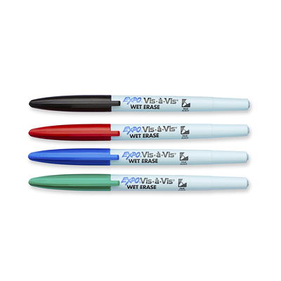 EXPO Vis a Vis Wet Erase Fine Tip Markers Black Box Of 12 - Office Depot