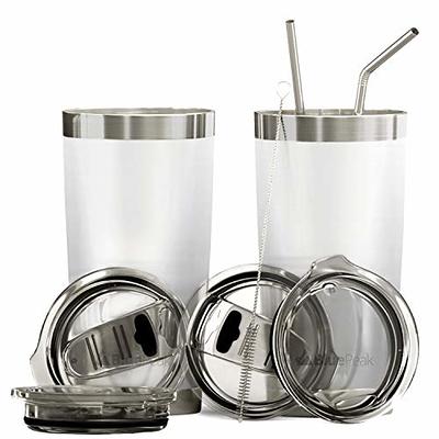 VEGOND Stainless Steel Tumblers Bulk 6 Pack, 20 oz Vacuum Insulated Skinny  Tumblers with Lid and Straw, Double Wall Coffee Mug, Travel Water Cup, Blue