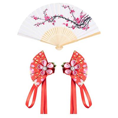Japanese Traditional Dress Kimono Robe for Kids Girls Costume Silk Folding  Fans hairstick Set(White110cm) - Yahoo Shopping