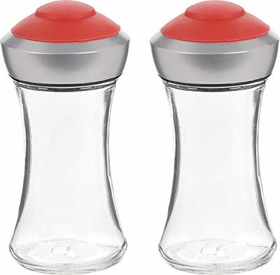 Glass Salt and Pepper Shakers- Moisture Proof Salt Shaker with Plastic Lid  - Refillable Spice Dispenser for Kitchen or Travel - Cute Seasoning Shakers