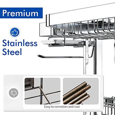 Over The Sink Dish Drying Rack Width Adjustable Stainless Steel