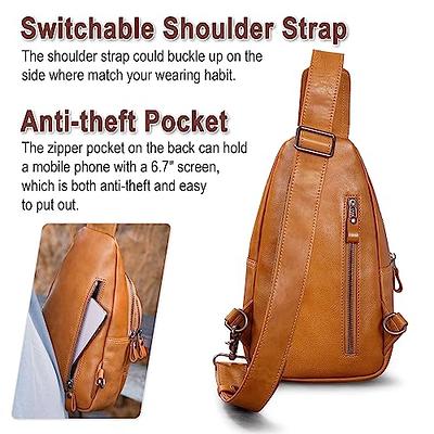 Men Women Chest Bag Genuine Leather Sling Shoulder Backpack