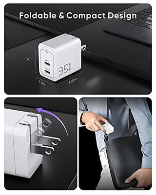 35W iPhone 14 13 Fast Charger,Dual USB-C Port Compact Power Adapter PD3.0  GaN Foldable Plug,Fast Wall Charger Block with 6Ft Type C to Lightning  Cable