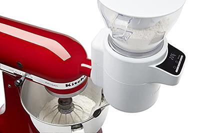 KitchenAid KSMSFTA Sifter + Scale Attachment, 4 Cup, White & KSMMGA Metal  Food Grinder Attachment, Silver