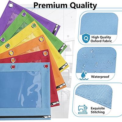 SdeFe Zippered Binder Fabric Pencil Pouch 3 Rings with Clear Window for  Schoo