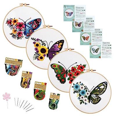 Anidaroel 6 Sets Embroidery Kit for Beginners Adults, Stamped