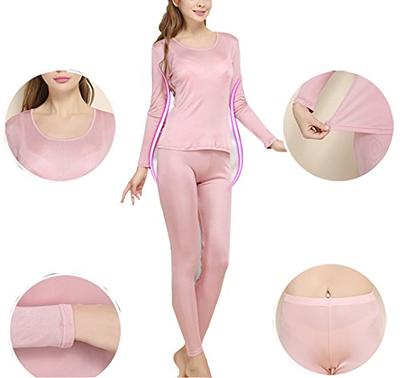 Grenasasilk Womens Silk Long Underwear Mulberry Silk Long Johns Silk  Thermal Underwear Sets Cold Weather Base Layer