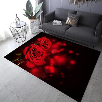 FZDXZJJ Red Rose Flower Runner Rug 2 x 6 ft, Black Rose Hallway Entryway Rug  Runner