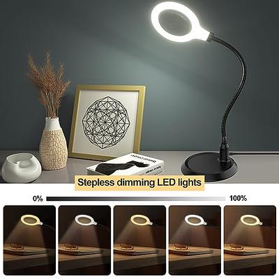 5X Dimmable Magnifying Lamp,Large Hands Free Magnifying Glass with Light