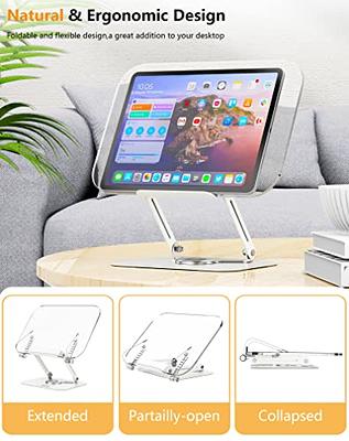 Adjustable Book Stand,Durable and Lightweight Aluminum Book Holder Stand  with 2 Flexible Paper Clips,Ergonomic Book Holder for Tablets, Magazines