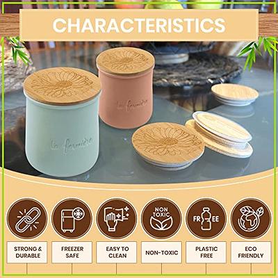 4oz Wooden Lid Suction Glass Jar - Bamboo with Silicone Lid - Fits