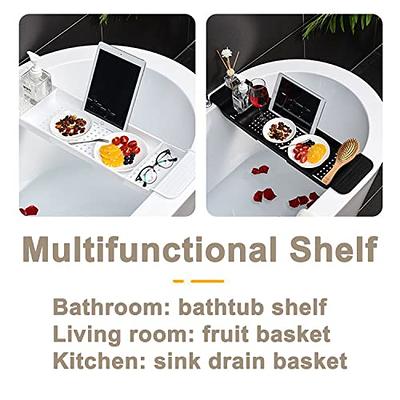 Drainage Bathtub Tray Storage Shelf Organizer, Stretchable Bath Tray