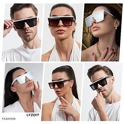 LYZOIT Square Oversized Sunglasses for Women Men Big Flat Top Fashion  Shield Large UV Protection Rimless Shades