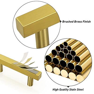 Brushed Brass Finish - Square Bar Series Cabinet & Drawer Hardware