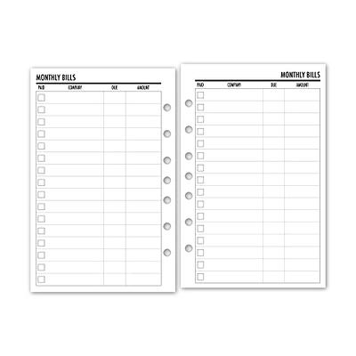  Pocket Weekly To Do Planner Insert Refill, 3.2 x 4.7 inches,  Pre-Punched for 6-Rings to Fit Filofax, LV PM, Kikki K, Moterm and Other  Binders, 30 Sheets Per Pack : Handmade Products