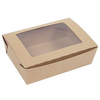 Choice 6 x 4 5/8 x 2 1/2 Kraft Microwavable Folded Paper #8 Take-Out  Container - 50/Pack