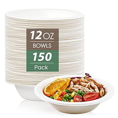 150 Pack] 16 oz Compostable Paper Bowls with Lids Heavy-Duty