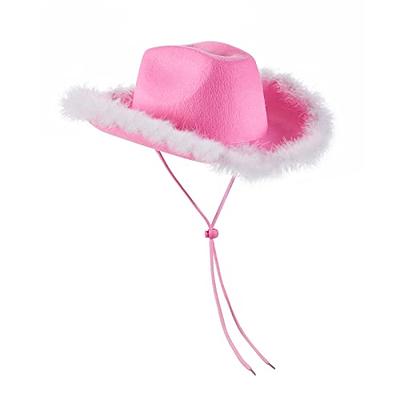 Pink Felt Cowboy Hat for, Women, Men, Cowgirl Costume, Western Party (Adult  Size)