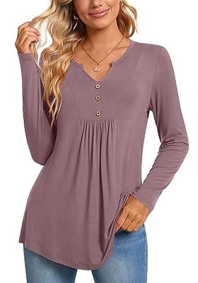 Kancystore Women's Long Sleeve Tops Lace V Neck Button Down Henley