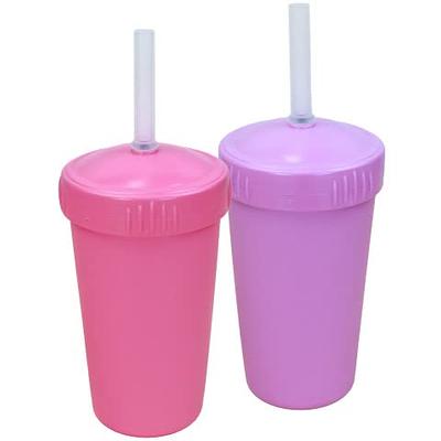 The First Years GreenGrown Reusable Spill-Proof Sippy Cups - Toddler Cups  with Straws - Pink/Teal - 6 Count