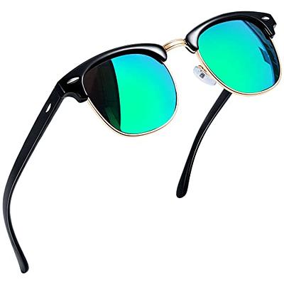 Hariumiu Sunglasses for Men Women, Round Frame Classic Double Color Wide Vision Sunscreen Outdoor UV Protection Sport Sunglasses for Running Cycling