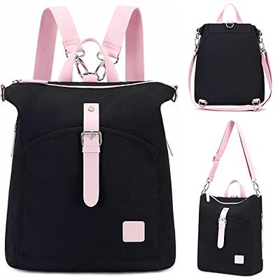 Iswee Genuine Leather Backpack Purse for Women Fashion Anti  Theft Designer Ladies Daypack Convertible Shoulder Bags Travel(Black)