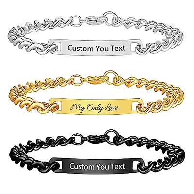 Custom Name Bar Bracelet Custom Engraved Metal Bracelets 