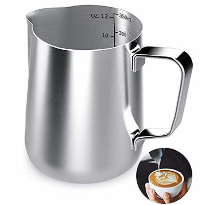 Milk Frothing Pitcher Jug & Frother Cup with Art Pen, Stainless Steel  12/20Oz