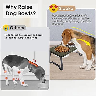 Siooko Elevated Dog Bowls for Large Dogs Medium Small Sized Dog , Wood Raised  Dog Bowl Stand with 2 Stainless Steel Dog Bowls, Dog Food Bowl and Dog  Water Bowl Non-Slip Feet (