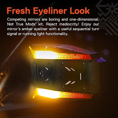 TRUE MODS Side Mirrors Kit for UTV Polaris RZR [1.5-2 Round Roll Bar Cage]  [Ranger 2014 & Older] Can-Am Maverick X3 [Amber Turn Signals][48W Spot +