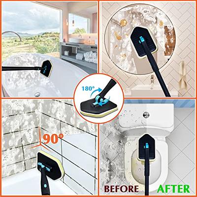 Qaestfy Shower Bathtub Tub and Tile Scrubber Brush with 51\ Adjustable Long Handle Cleaning Brushes Lock in Place Scrub Brush Head for Bathroom Wall