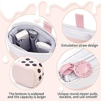 ANGOOBABY Small Pencil Case Student Pencil Pouch Coin Pouch Cosmetic Bag  Office Stationery Organizer for Teen School-Pink