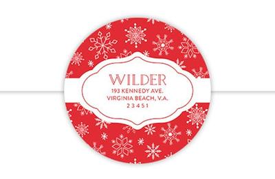 Winter gift wrap package snowflake print, bow, and personal note card