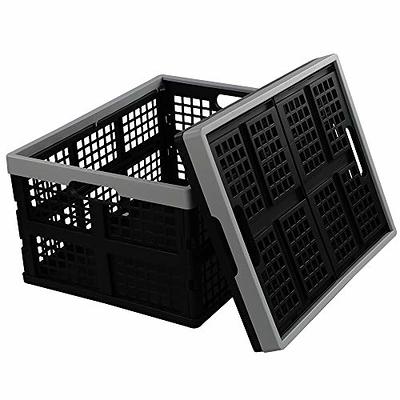 Begale Large Plastic Storage Bins Basket Organizer, Black, Set of 3