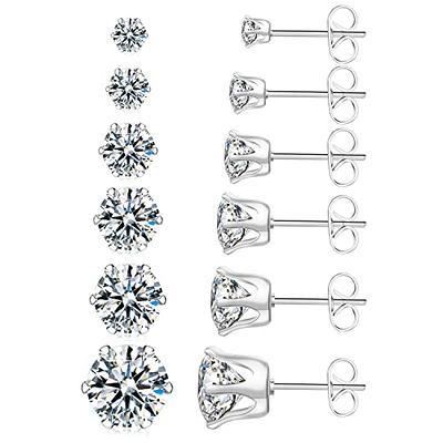 Pair of 316L Surgical Steel Stud Earrings with Clear Round CZ