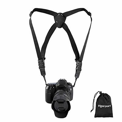 Camera Shoulder Double Strap Harness Quick Release Adjustable Dual Camera Tether Strap and Safety Tether for Dslr SLR Camera (Focus)