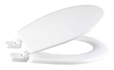 Mainstays Elongated White Wood Toilet Seat, Easy Clean