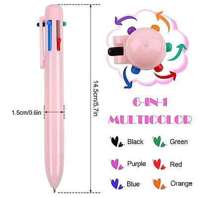 SFLHHDM 4 Pack Ballpoint Pen, 6-in-1 Multicolor Retractable Ballpoint Pens,  0.5mm Colorful Ink Pen, Multi Color Pen for School Office Supplies