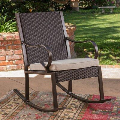 Outsunny Outdoor Wicker Rattan Recliner Rocking Cushioned Chair with Footrest & 135 Degrees of Comfort - Cream White