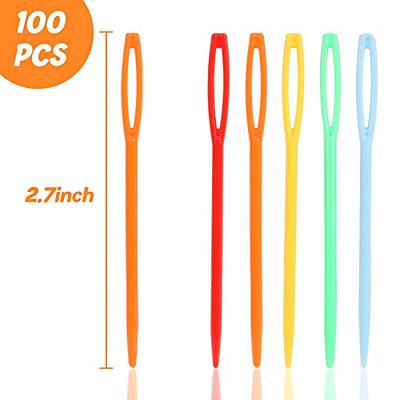 LOVEINUSA 100PCS Plastic Needles for Kids, Large Eye Yarn Needles Kids  Colorful Weaving Needles for DIY Stitchery Plastic Sewing Needles Tapestry