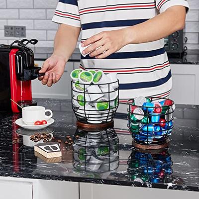 Coffee Station Organizer Wooden Coffee Bar Accessories and Organizer for  Countertop, Coffee Pods Holder Storage Basket, Coffee and Tea Condiment