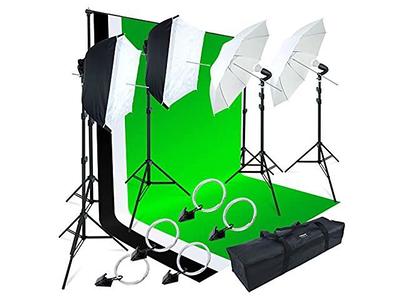 Linco AM169 Photo Video Studio Light Kit, 3 Color Backdrops (Black