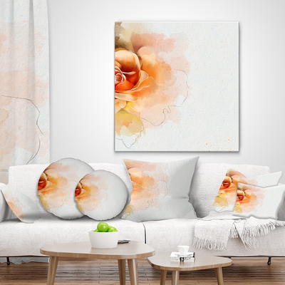 Designart Large Orange Gerbera on White - Floral Throw Pillow - 18x18